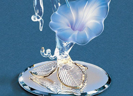 Glass Baron Hummingbird & Blue Flower Glass Figurine