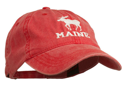 e4Hats.com Maine State Moose Embroidered Washed Dyed Cap