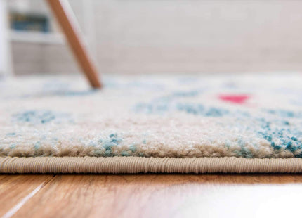 Unique Loom Positano Collection Coastal Modern Bright Colors Fish Beige Area Rug (7' x 10')