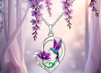 Hummingbird Necklace for Women Pendant Heart Hummingbird Necklace Jewelry