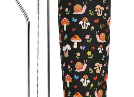 Yobvec Mushroom Tumbler with Lid and Straw, 20 Oz Stainless Steel Cups Insulated Water Bottle Coffee Mug Mushroom Gifts