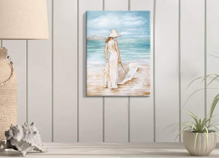 Beach Lady Canvas Wall Art, Coastal Seaside Picture, Ocean Home Decor 11x16