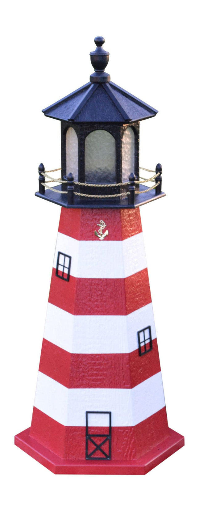 Amish-Made Assateague, VA Replica Outdoor Lighthouse with Plug-in 25W Light, 39" Tall