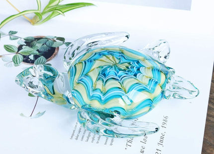 QFkris 6" Blown Glass Sea Turtle Figurine