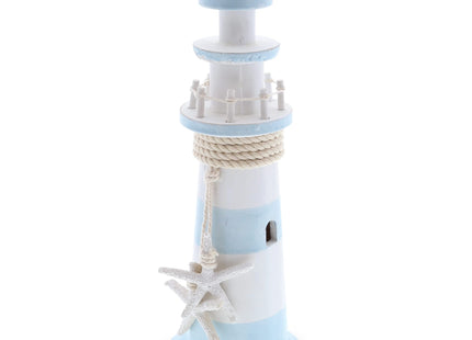 CoTa Global Handcrafted Blue Lagoon Wooden Lighthouse Decor - 11.5 Inches