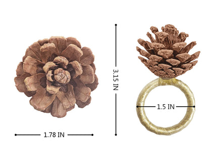 Christmas Napkin Rings, Napkin Rings Set of 4 with Christmas Pinecone Cloth Napkin Rings for Christmas Table Decoration, Wedding, Thanksgiving, Party, Dinner Table Decor (Christmas Pinecone)