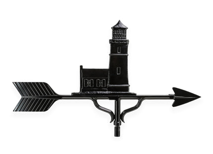 Montague Metal Cottage Lighthouse Roof Weathervane - Black