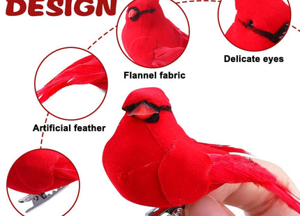 JOICEE 12 Pcs Cardinal Red Birds for Crafts Mini Artificial Cardinal Decor