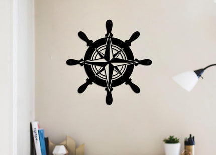 Resama Nautical Metal Wall Decor, 11.8 Inch Ship Wheel Compass Wall Art