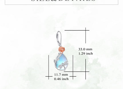 Vadmans Dragonfly Earrings Sterling Silver Rose Dragonfly Dangle Earrings Moonstone Drop Earrings Jewelry Gift for Women