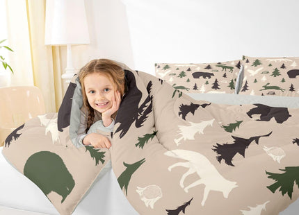 Feelyou Cabin Lodge Comforter Set Twin Size 3 Pcs for Kids Boys Girls