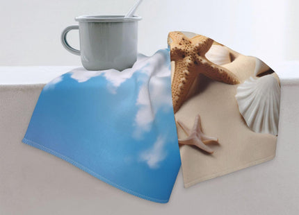 Mount Hour Starfish Seashells Hand Towels, Summer Beach Face Towel Soft Guest Towel Portable Kitchen Tea Dish Towels Washcloths Bathroom Decor Housewarming Gifts 15.7" X 27.5"