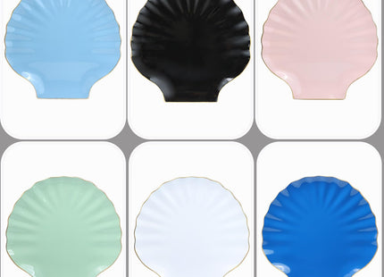 Spsyrine Blue Charger Plates, 13" Set of 6 Scalloped Seashell Plastic Table Chargers for Dinner Plates, Wedding, Thanksgiving Christmas Events, Party, Tabletop Decor. BK6RB