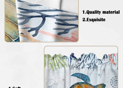 Lsrtoss Sea Turtle Swag Valances for Windows 2 Pack, Kitchen Window Curtains 36 Inch Length, Summer Beach Coastal Nautical Ocean Coral Swag Curtains for Living Room/Bathroom with Rod Pocket 36"x36"