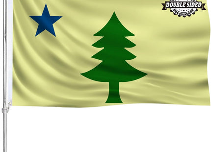 1901-1909 Original Maine State Flag 3x5 Double Sided Original Maine Flags Outdoor Heavy Duty 3 Ply Polyester Material with 2 Metal Grommets 4 Rows of Stitching