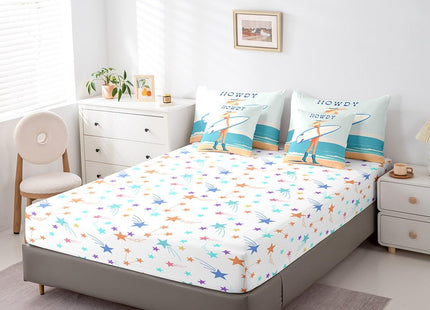Erosebridal Coastal Cowgirl Twin Bedding Set 7 Piece for Girls,Surfing Surfer Girl Comforter Set with Sheets for Kids Teen,Ocean Surf Surfboard Bed in a Bag,Western Cowgirl Fitted Flat Sheet