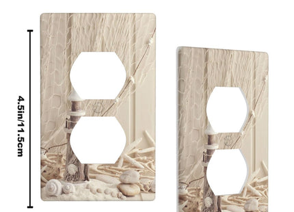 Pznen Nautical Coastal 1-Gang Duplex Wall Plate, Sea Shell Lighthouse Starfish Outlet Cover Plate 4.5"x 2.76" for Living Room Kitchen Home Decor