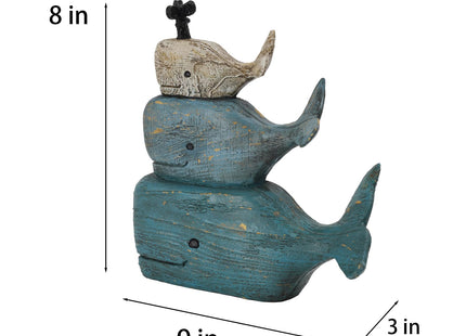 Guichifun Whale Statue, Distressed Navy, Ocean Coastal Decor