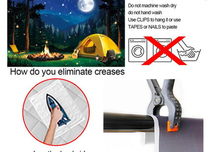 Forest Scene Camping Backdrop Night Campfire Tent Camping Adventure Bammer