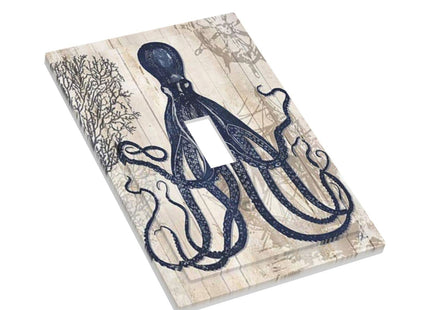 Ocean Theme Sea Animal Octopus Single Toggle Light Switch Cover Decorative 1 Gang Wall Plate Electrical Switchplate Faceplate for Bathroom Kitchen Home Decor
