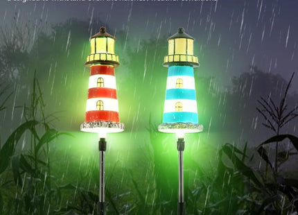 AQEENURA Solar Lighthouse, 2 PCS, 7 Colors Changing