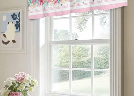 Vandarllin Coastal Beach Kitchen Curtains Valances for Windows Nautical Ocean Seashell Coral Starfish Rod Pocket Window Treatment for Kitchen/Living Room/Bedroom/Bathroom, 42" X 12", Pink Aqua Summer