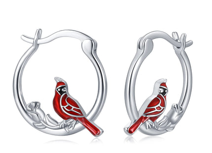 Cardinal Earrings Sterling Silver Hypoallergenic Hoop Earrings for Sensitive Ears Cardinal Jewelry Gifts for Women