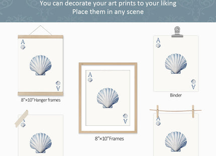 VONTP Beach Seashell Starfish Conch Wall Art Decor, 8x10 Set of 4(Unframed)