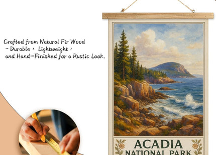 MIDEFINCH Acadia National Park Vintage Linen Canvas Poster