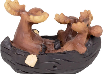 Slifka Sales Co. Moose Family in Canoe Resin Decorative Tabletop Figurine