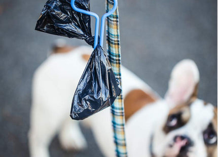 The dooloop Hands Free Dog Poop Holder - Carry Pet Waste Bag with Attachable Leash Accessory for Dog Walking. Now made with Recycled/Recyclable Plastic. Maine, USA (Blue)