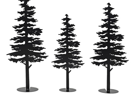 Mavtren Farmhouse Metal Pine Tree Decor - Rustic Cabin Woodland Forest Accent Fireplace Centerpiece Living Room Bedroom Bookshelf Christmas Decorations Set of 3 (Black)