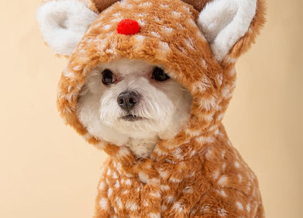 AZA Reindeer Dog Costume Fluffy Christmas Clothes Moose Coat Winter Pet Hoodies Puppy Girl Cute Coat Outfits for Small Dogs Costumes (L（Suitable：9lb-12lb）,Moose Brown)