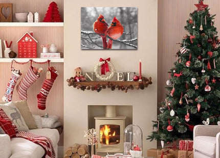 Cardinal Wall Art Red Bird Canvas Prints Cardinal Painting Picture Stretched and Framed for Holiday Decor 12x16inch