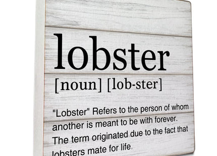 Lobster Definition Decor Lobster Definition Wooden Box Sign Rustic Desk Decorative Wooden Sign Home Decor for Desk Table Shelf 5 x 5 Inches