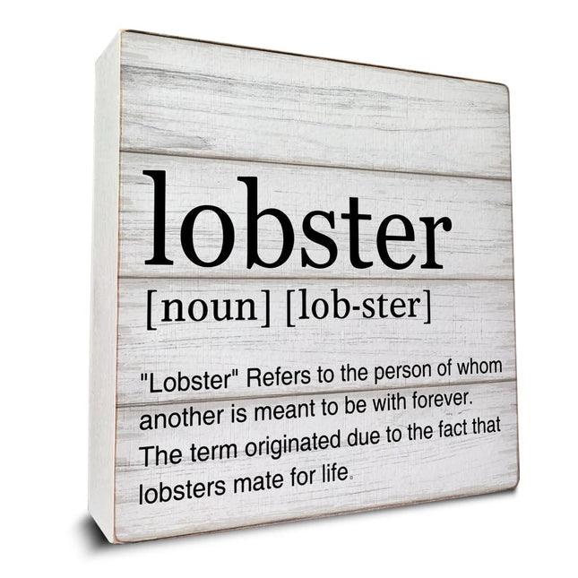Lobster Definition Decor Lobster Definition Wooden Box Sign Rustic Desk Decorative Wooden Sign Home Decor for Desk Table Shelf 5 x 5 Inches