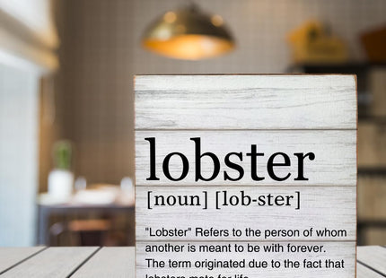 Lobster Definition Decor Lobster Definition Wooden Box Sign Rustic Desk Decorative Wooden Sign Home Decor for Desk Table Shelf 5 x 5 Inches