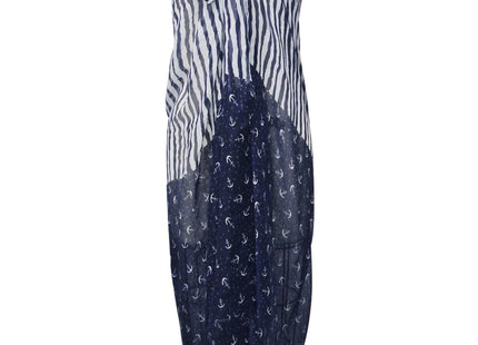 Wrapables® Stripes and Anchor Nautical Marine Scarf 72" X 42"