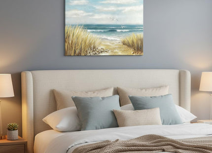 arttitue Coastal Canvas Wall Art Decor: Beach Ocean Picture Artwork Seascape Sea Scenery Painting Abstract Seaside Grass Seagull Print Decorations for Living Room Bedroom Office Home 36 x 24 Inches