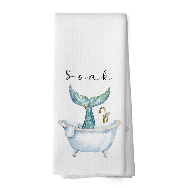 Mcehtle Coastal Beach Mermaid Hand Towels, Mermaid Gifts for Women Hand Towel for Bathroom Decor, Coastal Ocean Beachy Decorative Towels for Bathroom Washroom Toilet 16x24 Inch