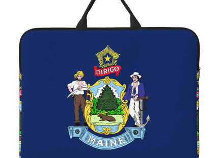 Maine State Flag Print 14in Laptop Case Sleeve Bag â€“ Portable Handle, Business Travel, Accessory Pocket for Notebook, Tablet