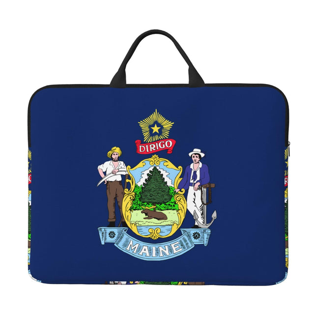 Maine State Flag Print 14in Laptop Case Sleeve Bag â€“ Portable Handle, Business Travel, Accessory Pocket for Notebook, Tablet
