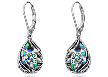 925 Silver Turtle Earrings Abalone Dangle Ocean Jewelry Sea Turtle Gifts