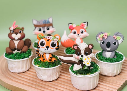 Woodland Animal Fondant Molds Cake Topper 6-count