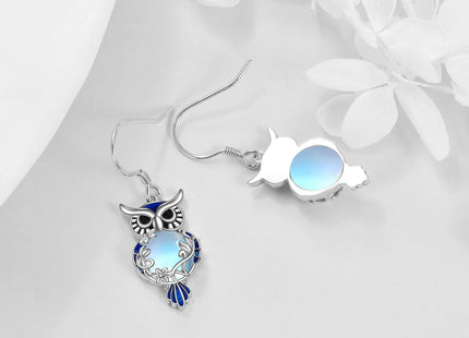 Owl Earrings for Women Sterling Silver Moonstone Owl Dangle Earrings Jewelry Christmas Gifts for Teen