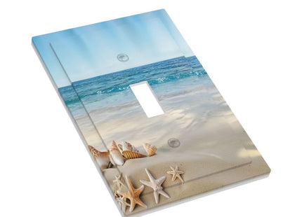 Wpshijia Light Switch Cover Plate Summer Beach Starfish Shells 1 Gang Switch Plate Covers Single Toggle Wall Plates Decorative Electrical Faceplate for Bathroom Home Decor