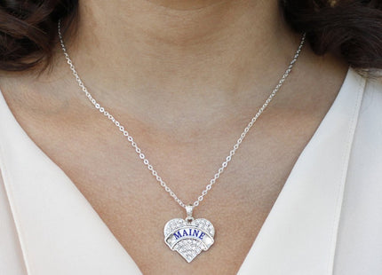 Inspired Silver - Maine - Silver Necklace for Women - Pave Heart Pendant Chain Necklace Jewelry Gift with Cubic Zirconia - Women's Necklace Charm with Lobster Claw Clasp