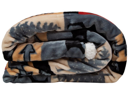Carstens, Inc. Lake House Rustic Cabin Sherpa Fleece Large Throw Blanket, 54" x 68", Blue