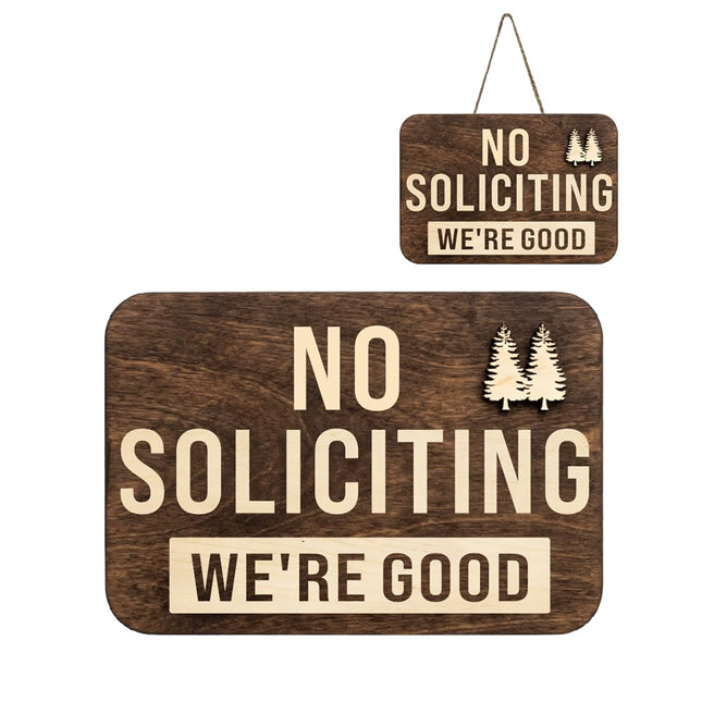 XJYHDY Rustic No Soliciting Sign for Front Door, Farmhouse Wooden Door Sign with Jute Rope, Cabin Lodge Porch Decor for Home Entryway Wall Decor