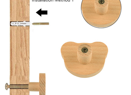MOROBOR 12PCS Bear Shaped Wooden Knobs Single Hole Beech Wood Handles Cupboard Cabinet Handle Knob for Chest of Drawers with Screws& Expansion Tube